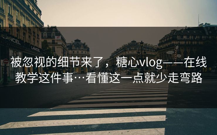 被忽视的细节来了，糖心vlog——在线教学这件事…看懂这一点就少走弯路