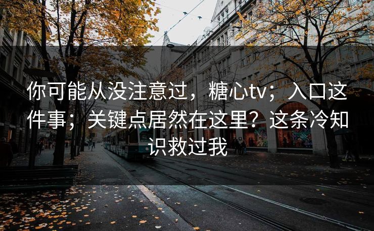 你可能从没注意过，糖心tv；入口这件事；关键点居然在这里？这条冷知识救过我
