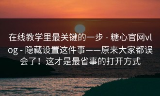 在线教学里最关键的一步 - 糖心官网vlog - 隐藏设置这件事——原来大家都误会了！这才是最省事的打开方式