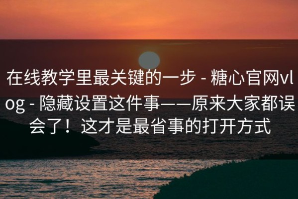 在线教学里最关键的一步 - 糖心官网vlog - 隐藏设置这件事——原来大家都误会了！这才是最省事的打开方式