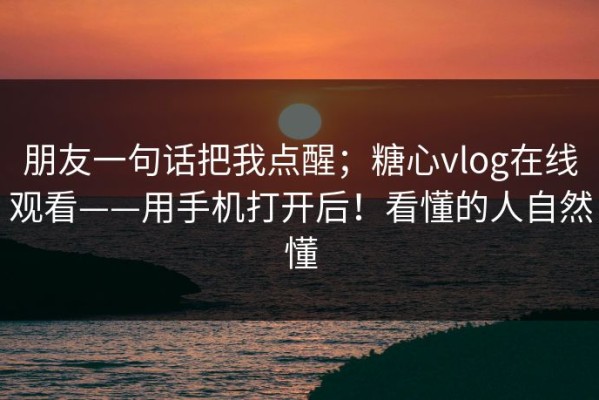 朋友一句话把我点醒；糖心vlog在线观看——用手机打开后！看懂的人自然懂