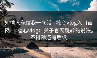 知情人私信我一句话 - 糖心vlog入口官网 ｜ 糖心vlog；关于官网跳转的说法。不排除还有后续