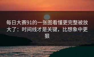 每日大赛91的一张图看懂更完整被放大了：时间线才是关键，比想象中更狠