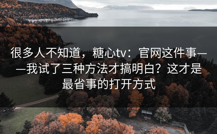 很多人不知道,糖心tv:官网这件事——我试了三种方法才搞明白?这才是最省事的打开方式 很多人不知道,糖心tv:官网这件事——我试了三种方法才搞明白?这才是最省事的打开方式